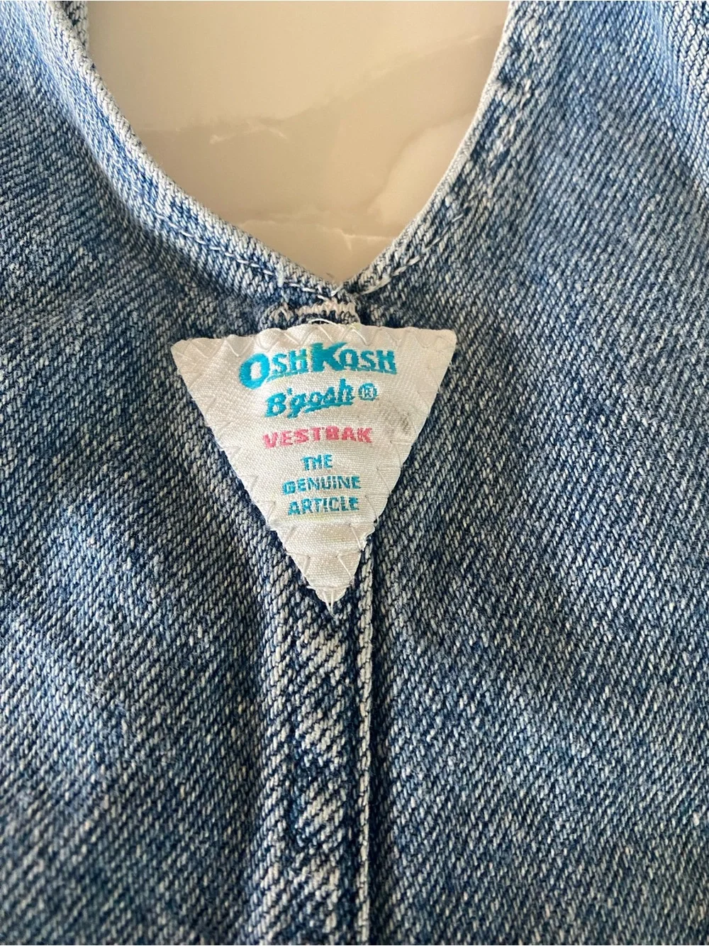 Vintage 80s 90s OshKosh B'gosh Blue Denim vestbak Overall One-Piece 18M